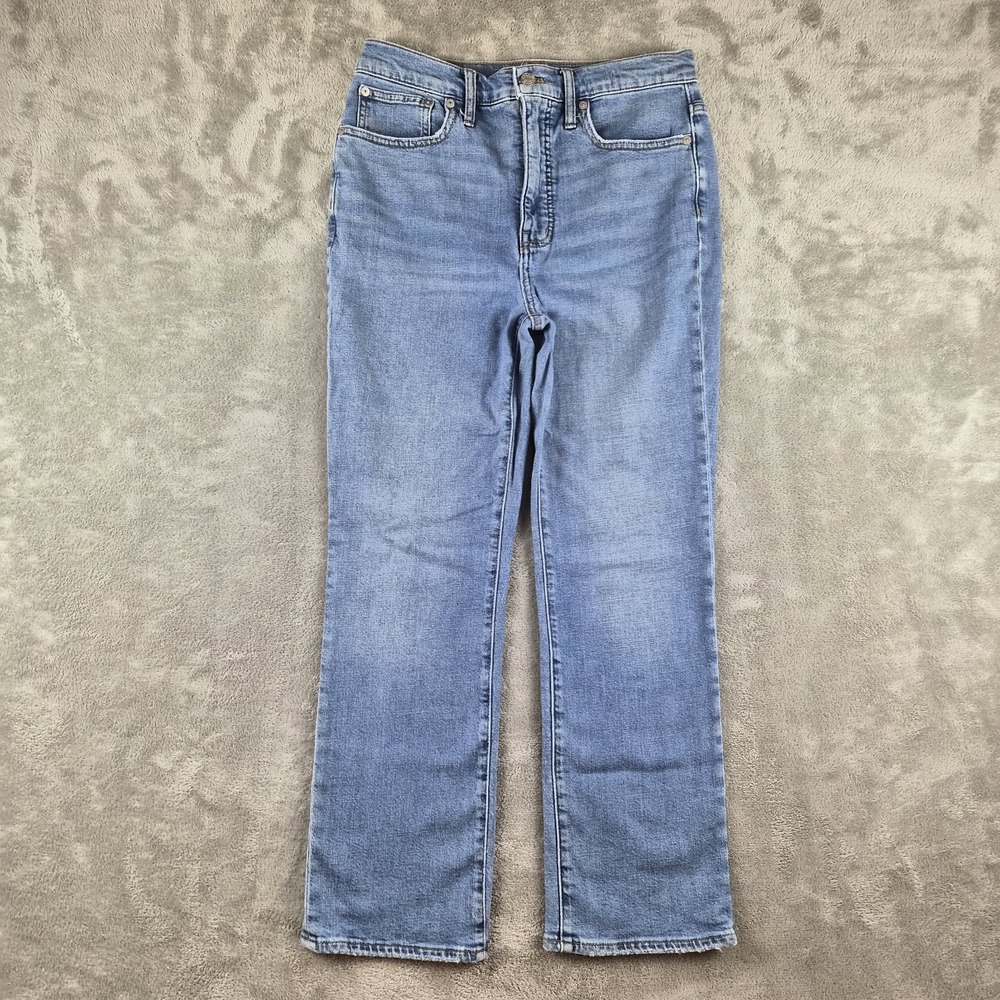 Madewell Slim Demi Boot Jeans Womens 27x26 Blue Denim Hemp Stretch High Waisted